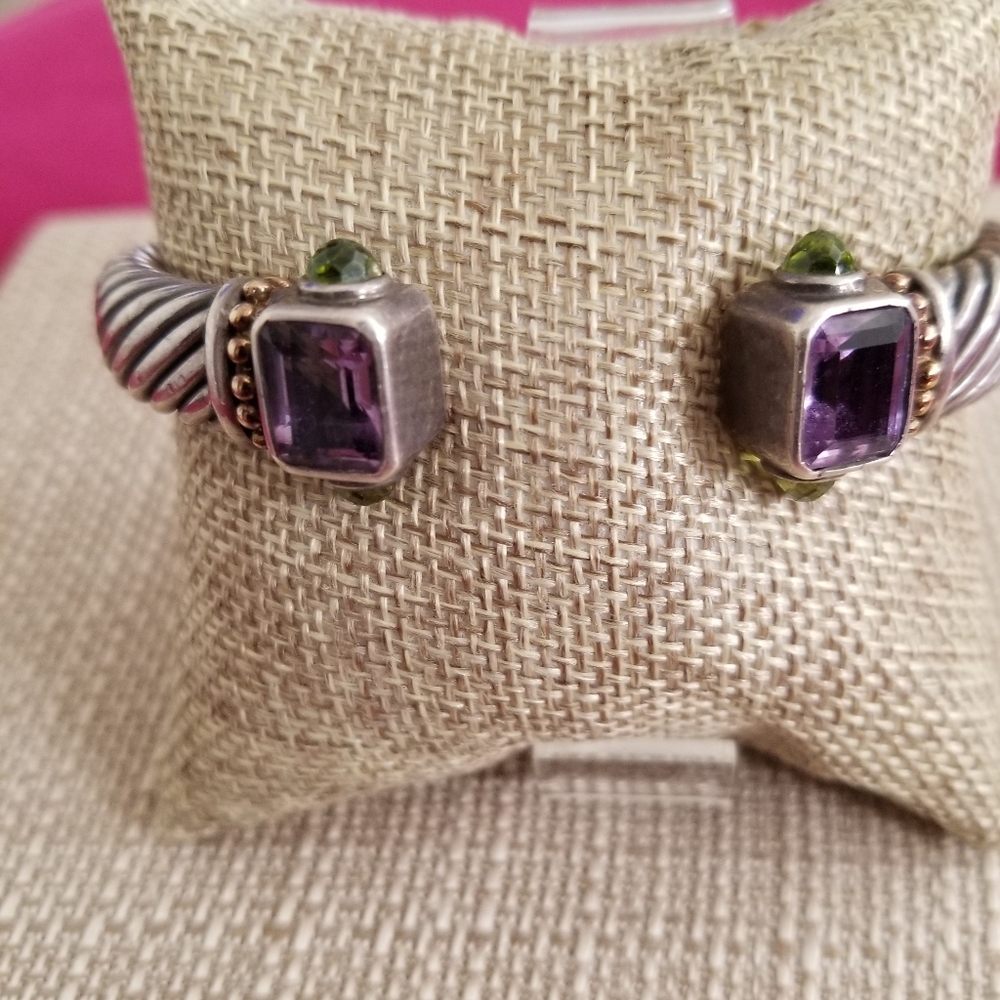 Sterling Silvet 925. Legit. Bracelet with Peridot and Amatist